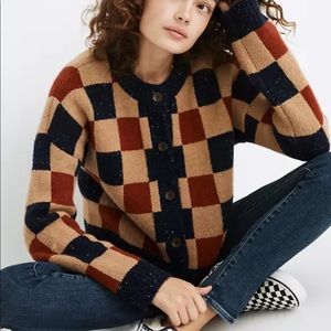 Madewell checkered colburne cardigan sweater